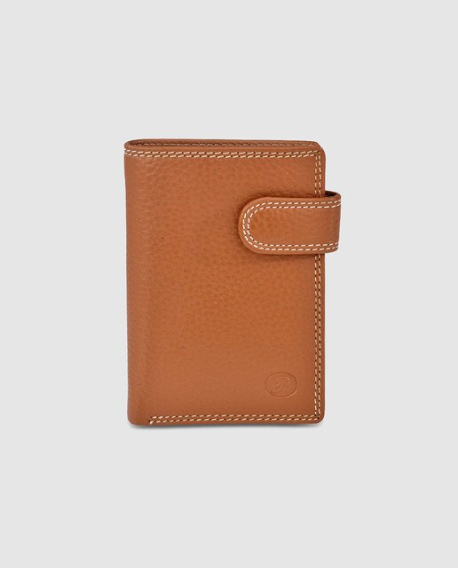 Cartera de hombre en piel de color marrón con monedero