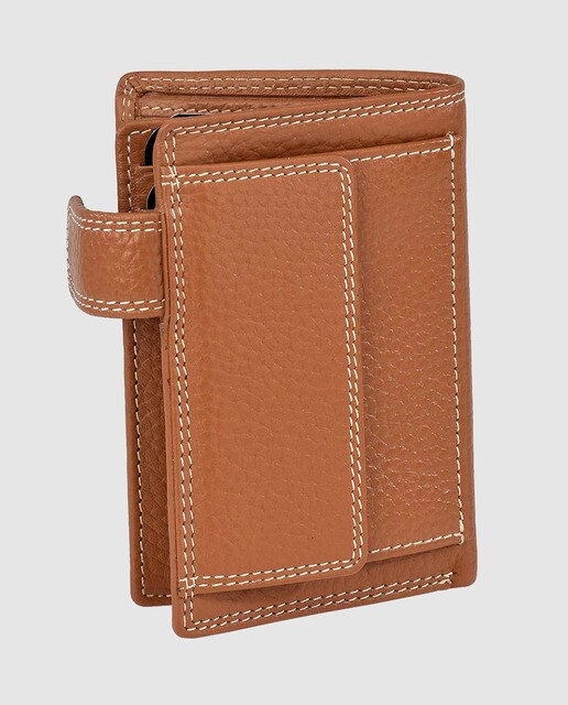 Cartera de hombre en piel de color marrón con monedero