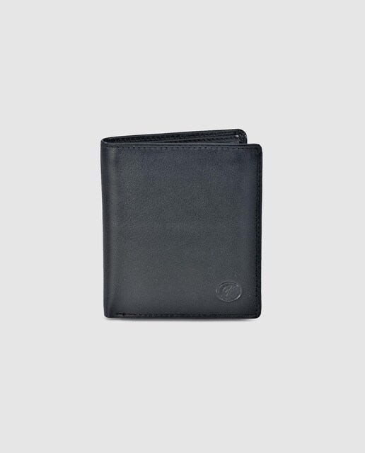 Cartera de hombre en piel de color negro con monedero