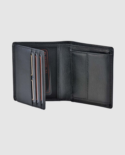 Cartera de hombre en piel de color negro con monedero