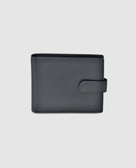 Cartera tipo americano de hombre en piel de color negro con monedero