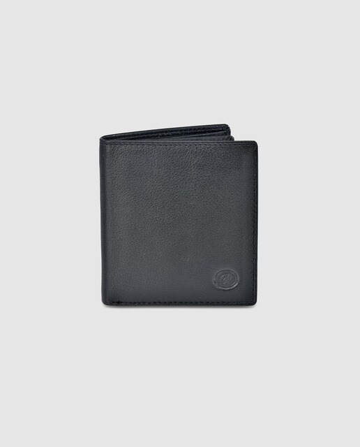 Cartera vertical compacta de hombre en piel napa de color negro