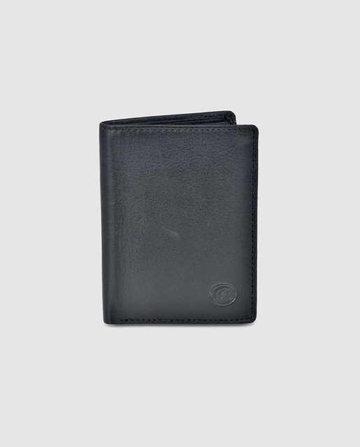 Cartera vertical de hombre en piel napa de color negro