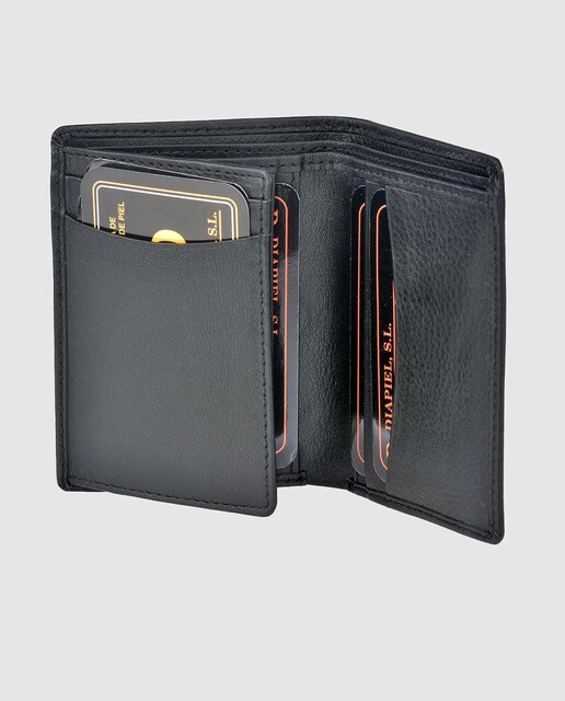Cartera vertical de hombre en piel napa de color negro