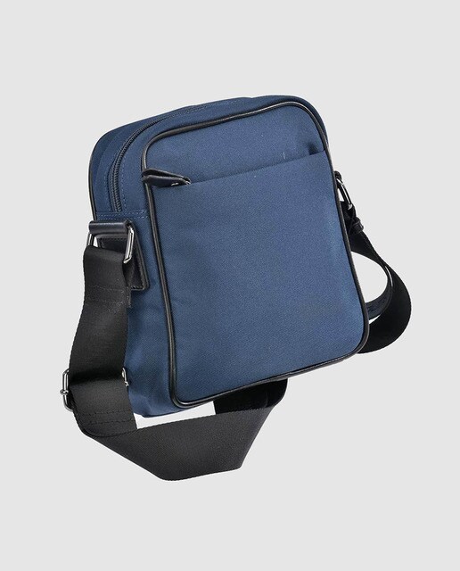 Bandolera pequeña de hombre en color azul con cremallera