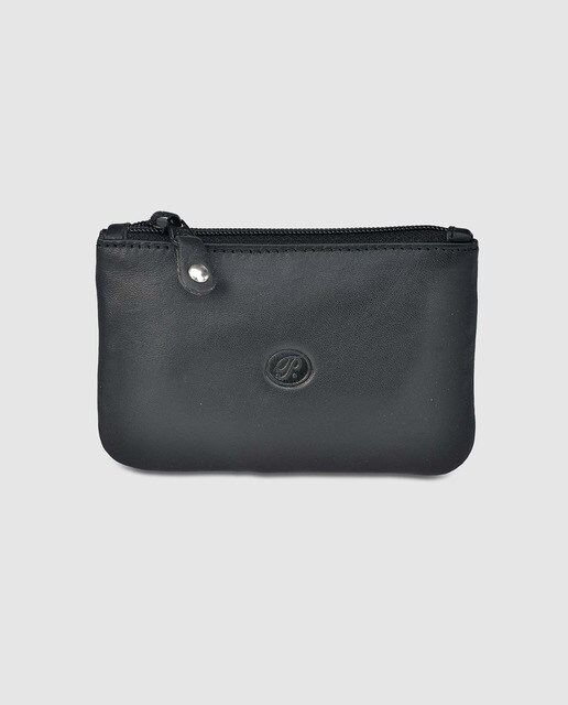 Monedero de hombre en piel de color negro con cremallera