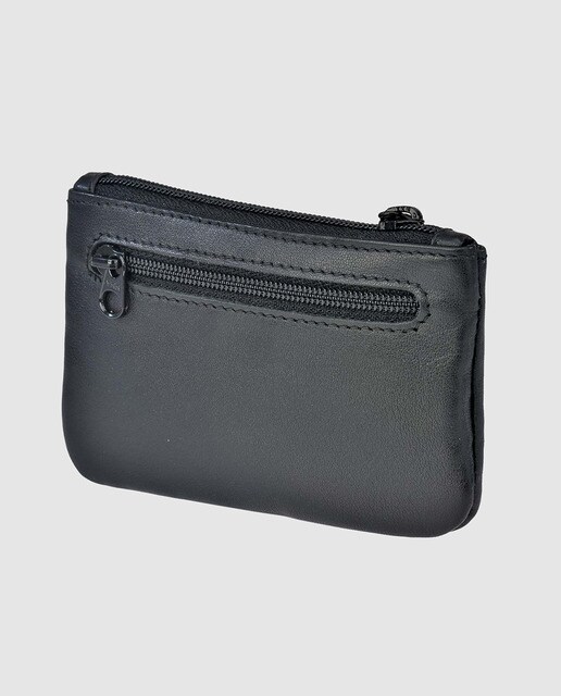 Monedero de hombre en piel de color negro con cremallera