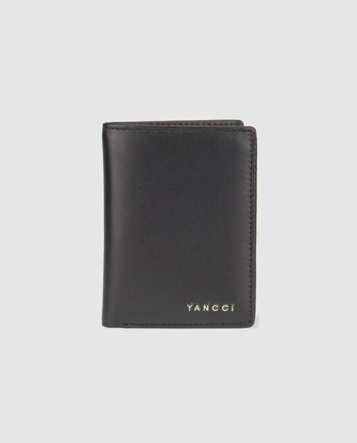 Cartera vertical de hombre en piel de color negro