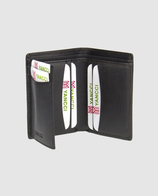 Cartera vertical de hombre en piel de color negro