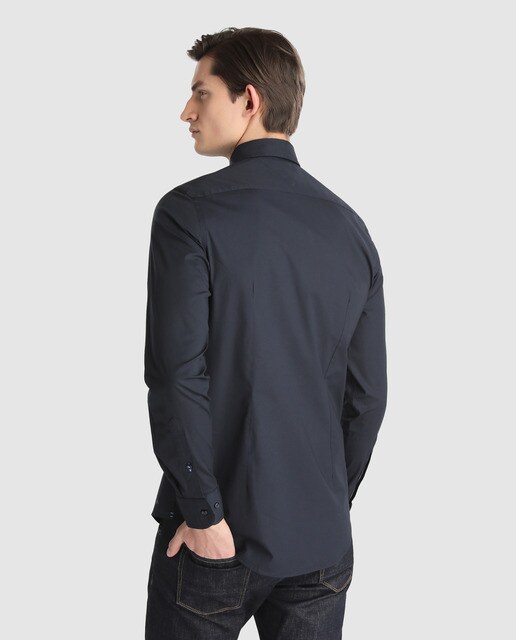 Camisa de hombre Tommy Hilfiger slim lisa azul