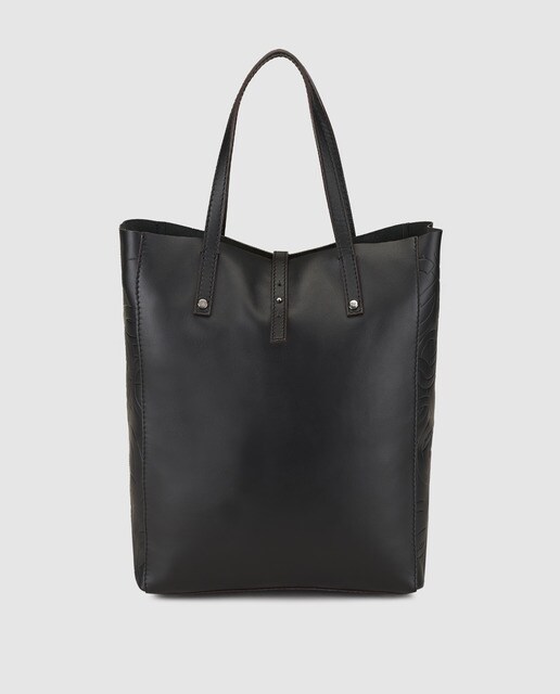 Tote Sofia en negro de piel lisa y grabada