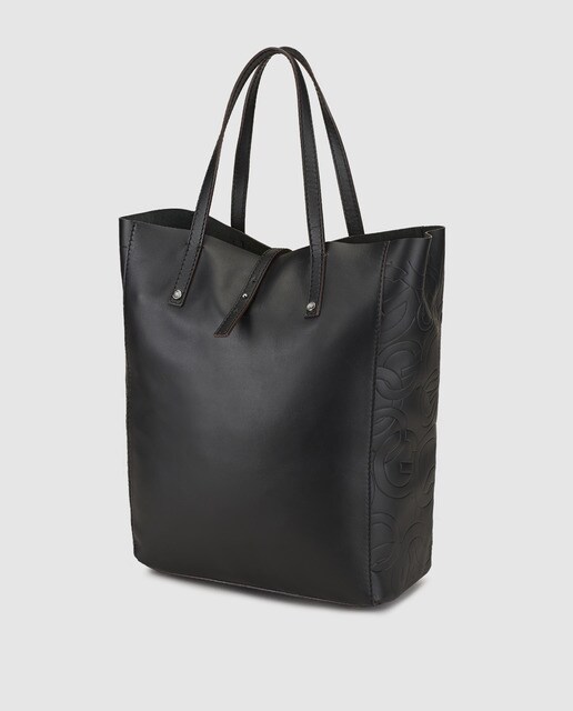 Tote Sofia en negro de piel lisa y grabada