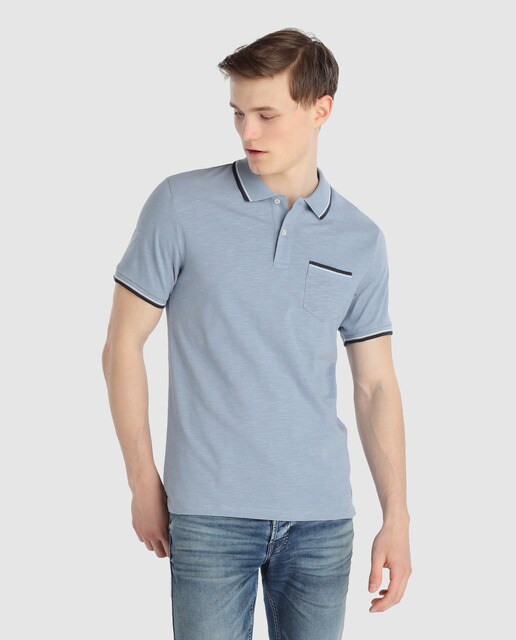 Polo de hombre Jack & Jones azul de manga corta
