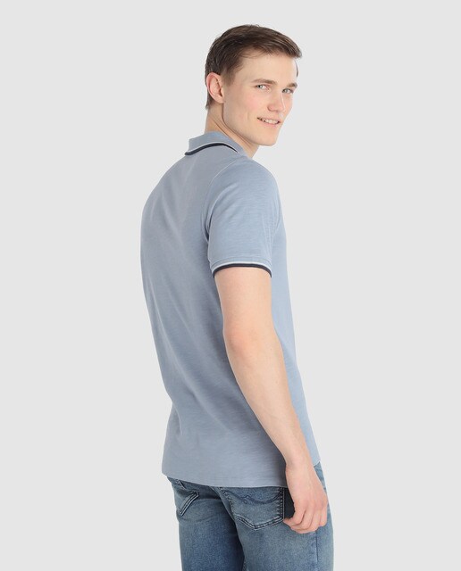 Polo de hombre Jack & Jones azul de manga corta