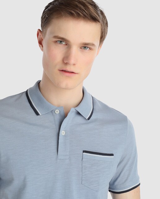 Polo de hombre Jack & Jones azul de manga corta