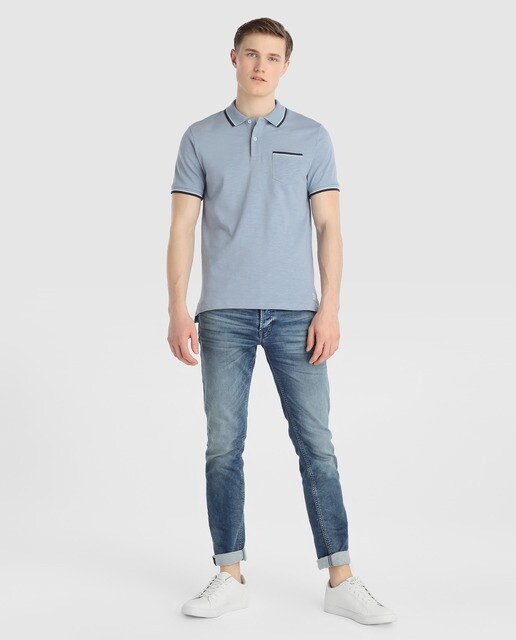 Polo de hombre Jack & Jones azul de manga corta