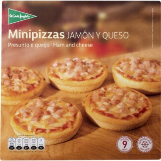 El Corte Inglés 9 Mini Pizzas de Presunto e Queijo embalagem 270 g