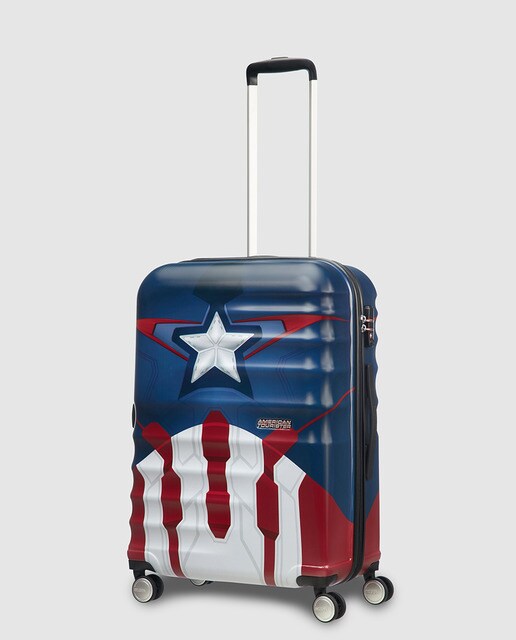 Maleta mediana Capitán América Wavebreaker, rígida azul, con capacidad 64 L