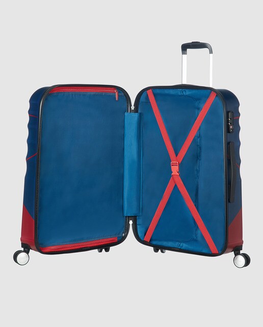 Maleta mediana Capitán América Wavebreaker, rígida azul, con capacidad 64 L