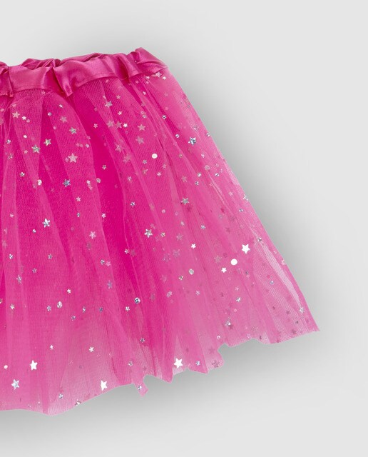 Saia de menina Inca fúcsia com estrelas