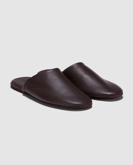 Zapatillas de casa de hombre Emidio Tucci de piel en color marrón