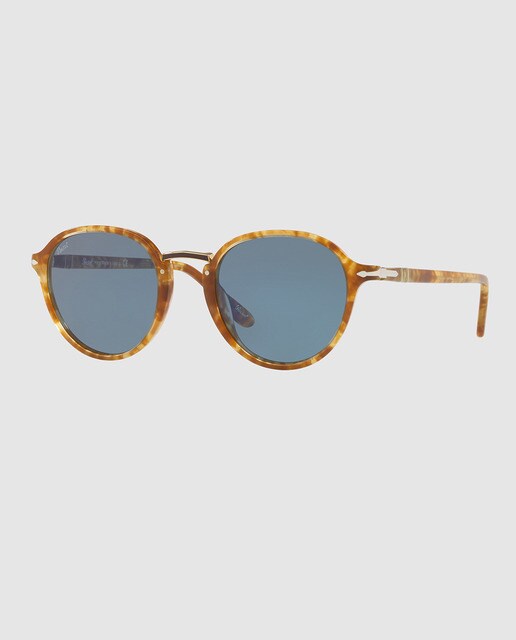 Gafas de sol de hombre redondas en acetato habana ámbar