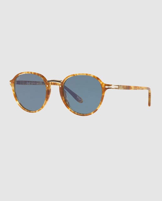 Gafas de sol de hombre redondas en acetato habana ámbar