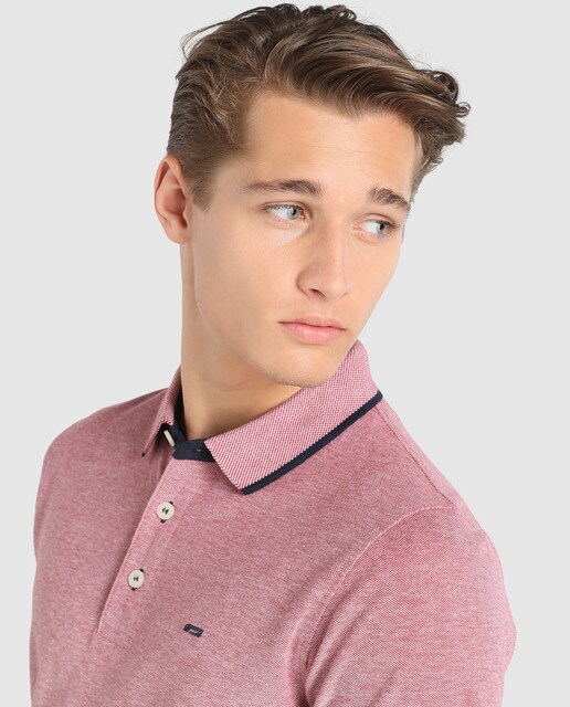 Polo de hombre Jack & Jones rojo de manga corta