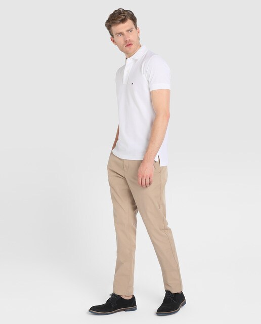 Polo piqué de hombre Tommy Hilfiger blanco de manga corta