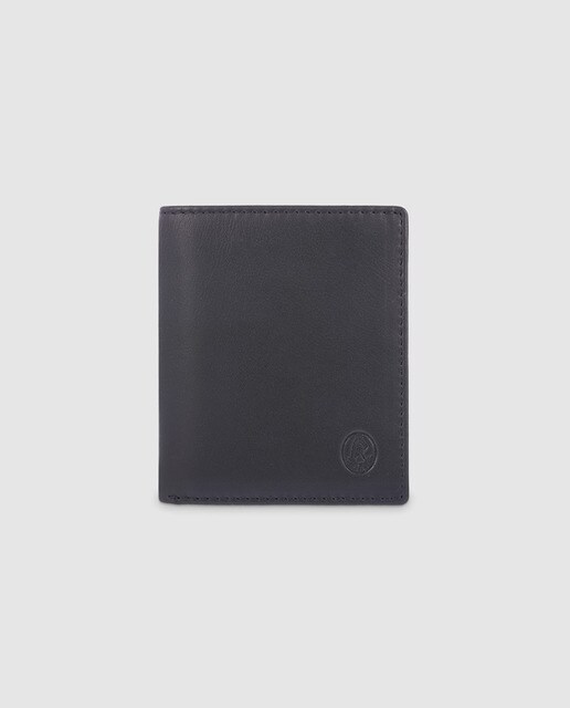 Cartera vertical de hombre en piel de color negro con monedero