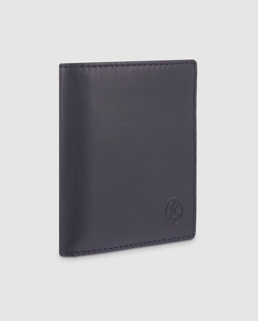 Cartera vertical de hombre en piel de color negro con monedero