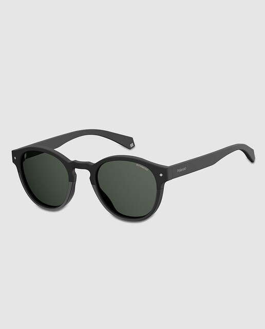 Gafas de sol Polaroid unisex redondas en policarbonato negro