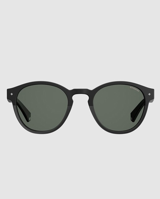 Gafas de sol Polaroid unisex redondas en policarbonato negro