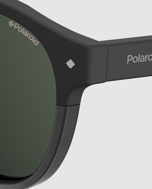 Gafas de sol Polaroid unisex redondas en policarbonato negro