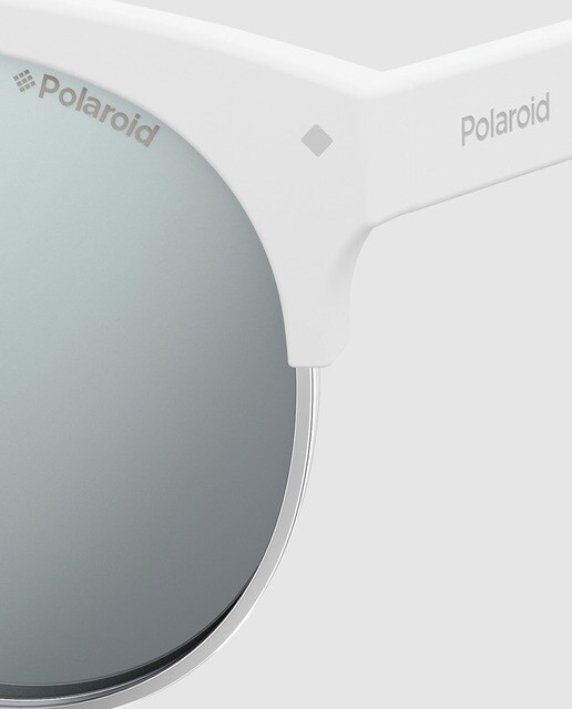 Gafas de sol Polaroid unisex en blanco con montura redonda