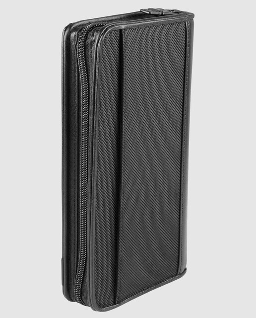 Cartera grande de mujer en nailon balístico de color negro con cremallera