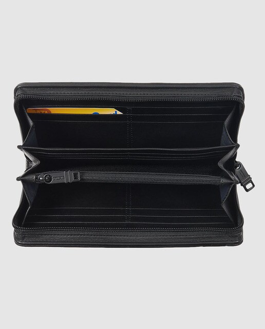 Cartera grande de mujer en nailon balístico de color negro con cremallera