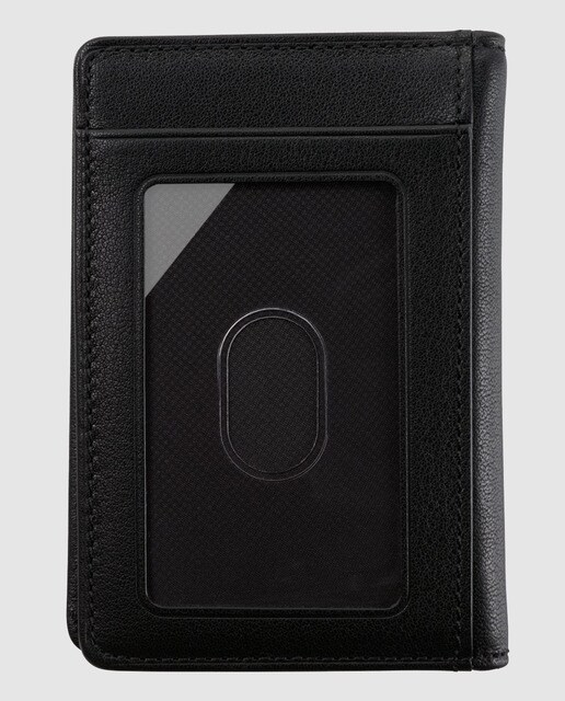 Cartera vertical de hombre en piel napa texturizada de color negro