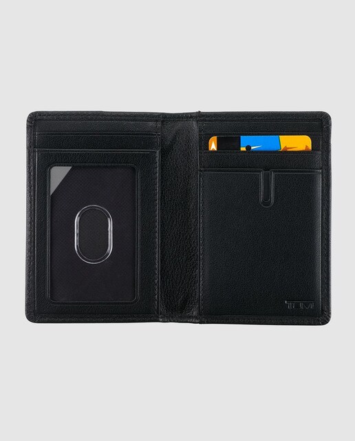 Cartera vertical de hombre en piel napa texturizada de color negro