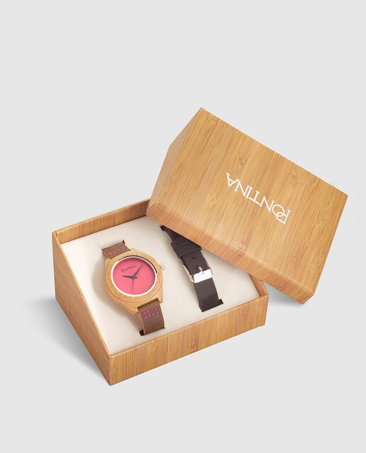 Reloj de mujer Pontina de piel marrón