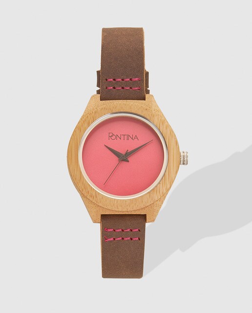 Reloj de mujer Pontina de piel marrón