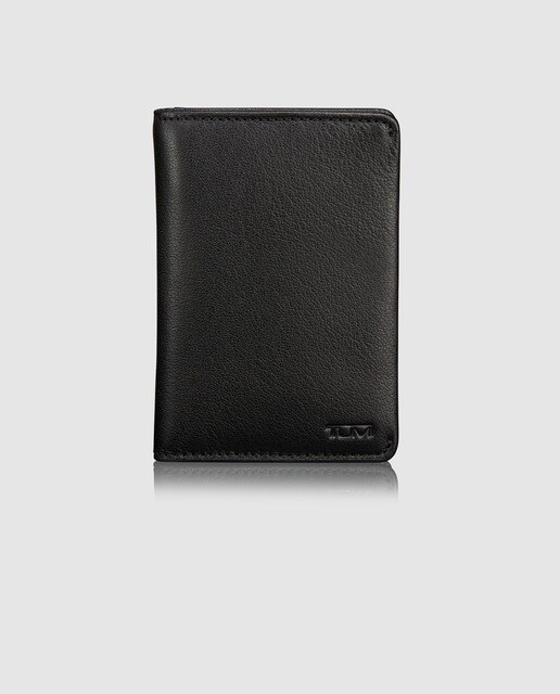 Cartera vertical de hombre en piel napa texturizada de color negro