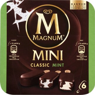 Magnum Mini Gelados de Menta Pack 6 embalagem 55 ml