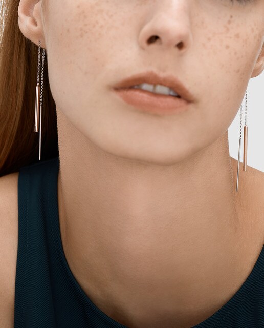 Pendientes Skagen Elin cadena de acero rosa