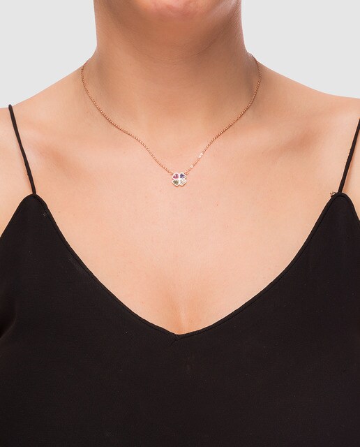 Collar Luxenter by Lara Álvarez Sokha de plata rosa y circonita multicolor