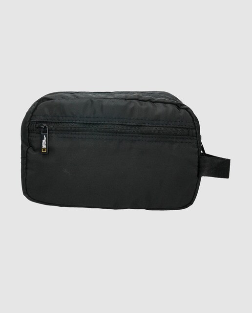 Neceser de color negro con cremallera y asa lateral