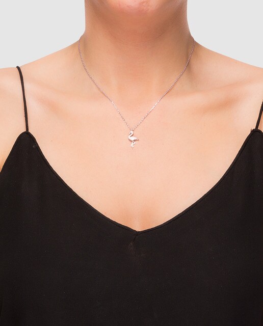 Colgante Luxenter Flamenco de plata rosa con circonitas
