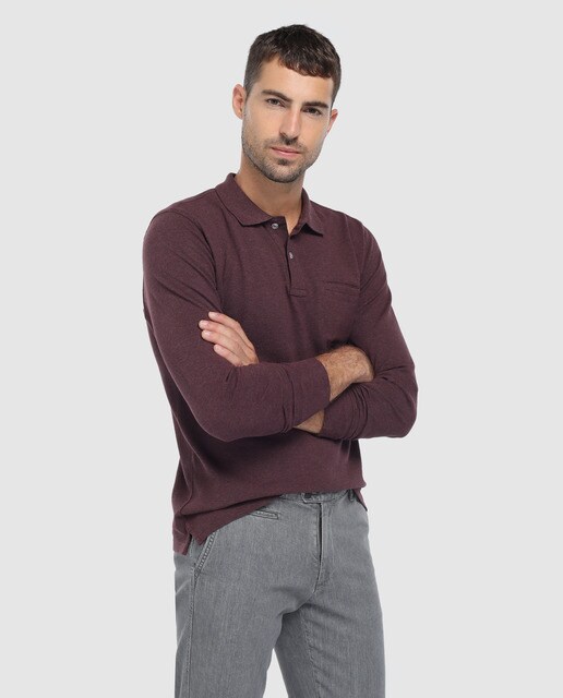 Polo de hombre Dustin burdeos de manga larga