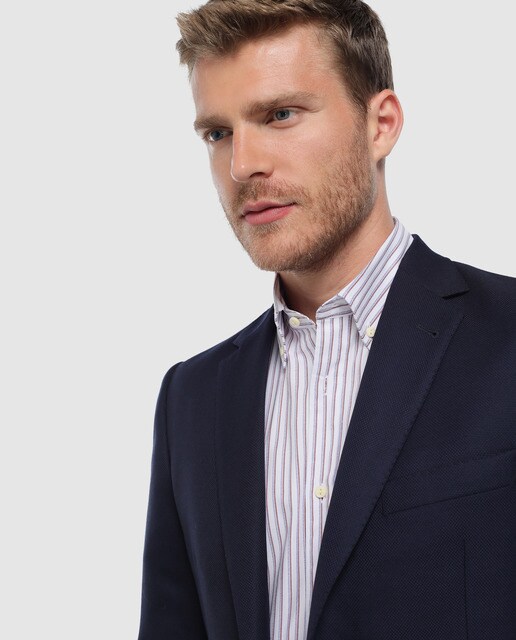 Americana de hombre Emidio Tucci Colección Business regular azul con micro estructura