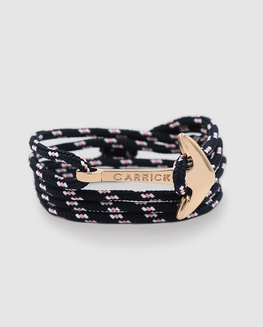 Pulsera náutica Carrick Baret en ancla oro rosa de acero